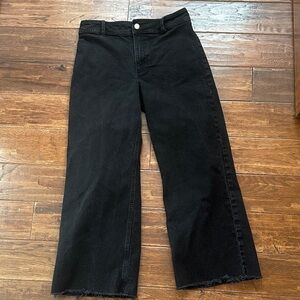 Mango Black Flare Wide-Leg Jeans